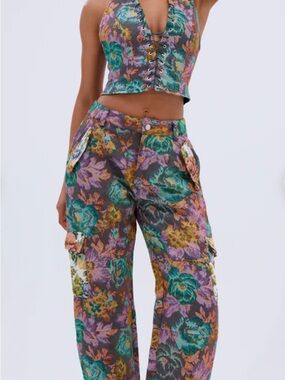 Logan Square Jacquard Cargo Pant Lace Up Top Set